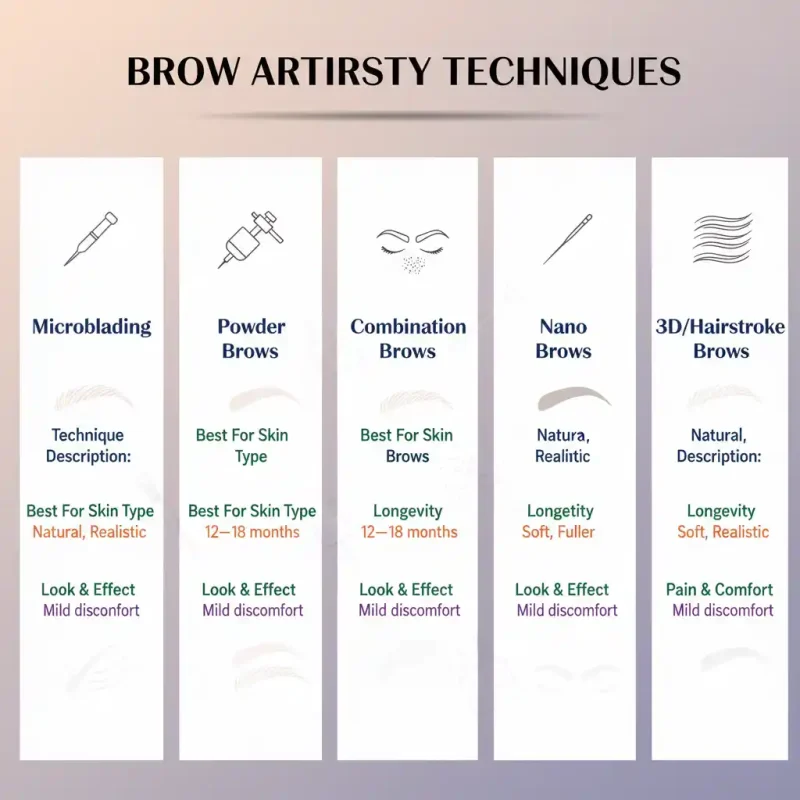 Comparison of Popular Eyebrow Tattoo Techniques